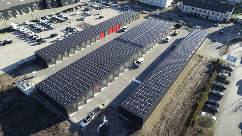 Luftaufnahme der PV-Anlage maxi-garagen in Gelsenkirchen